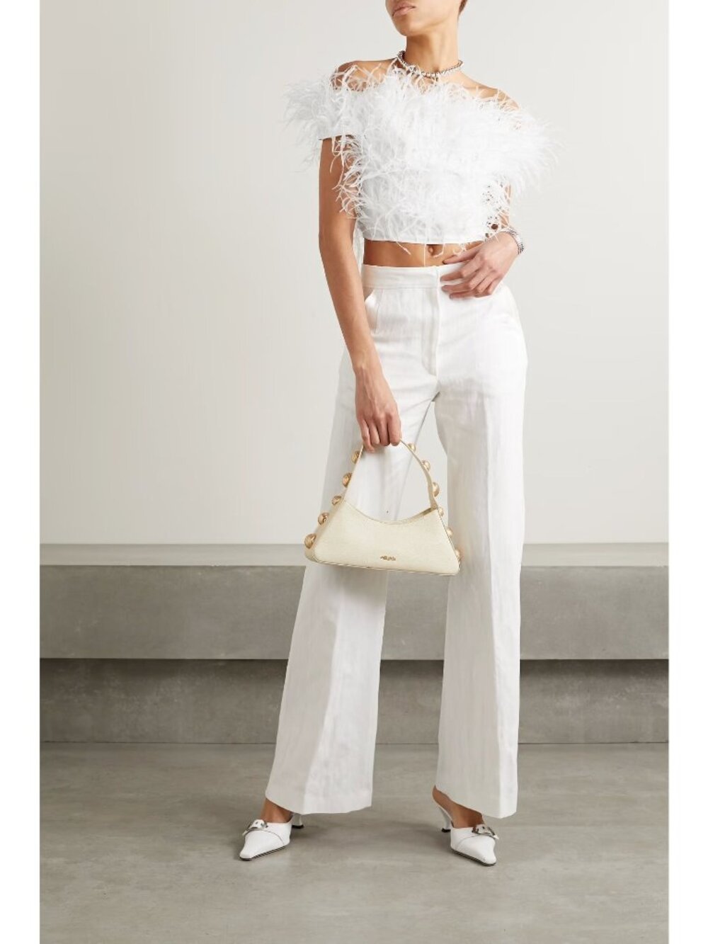 Cult Gaia Sosha Feather Top in Off White 6 New Womens Blouse - Picture 16 of 16